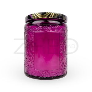 Embossed Glass Candle Jar Container